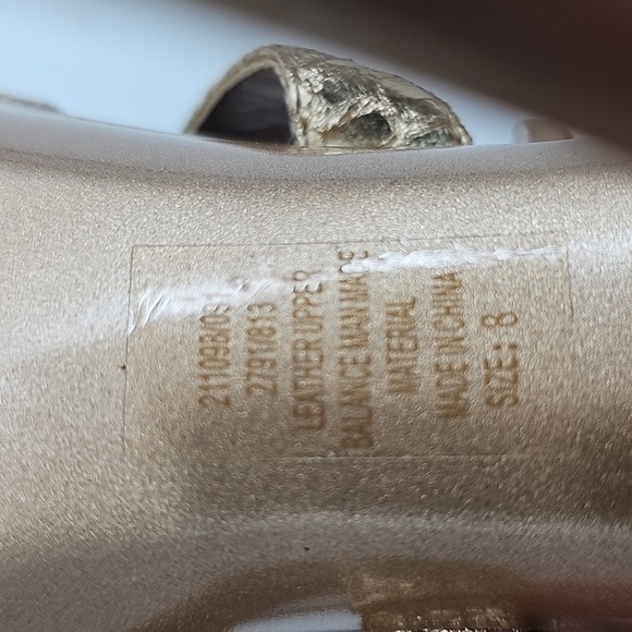 Colin Stuart Leather Gold Metallic Snip Toe Gladiator Heels Pumps Womens Size 8 - Picture 8 of 8